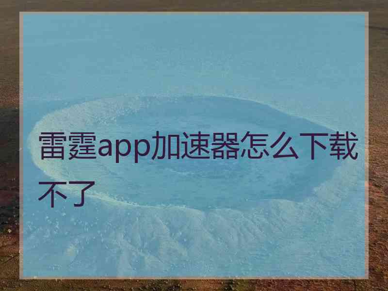 雷霆app加速器怎么下载不了